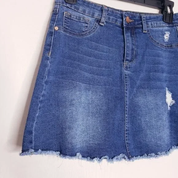 Joe's Jeans Distressed Frayed Hem Classic Denim Jean Skirt Girls Size 14 - Picture 2 of 10